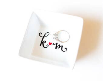 Personalized Ring Dish with Initials | Engagement Ring Dish | Bridal shower gift | Ring holder | Engagement Ring Holder | Jewelry dish