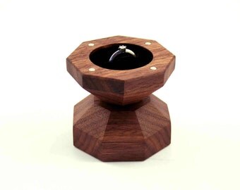 Engagement ring box / Walnut wood ring box / Diamond box