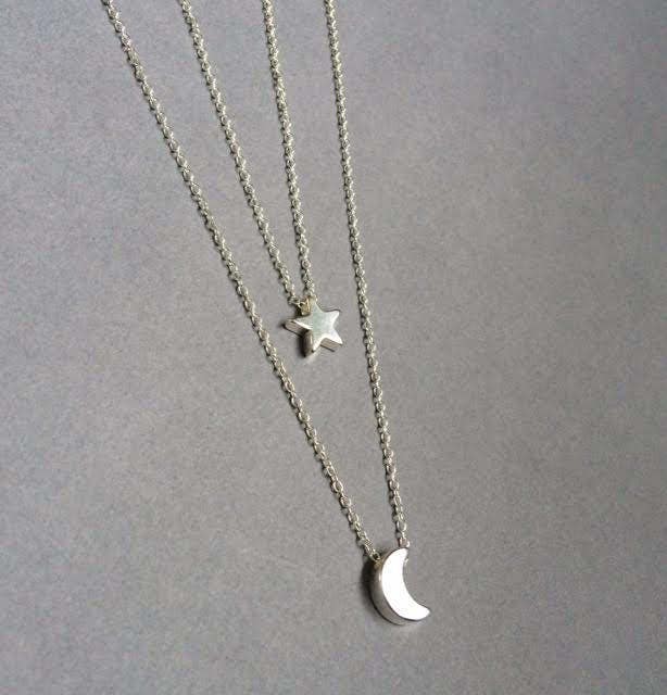 Moon and Star Necklace Moon Star Necklace Layered Necklace