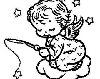8 Baby Angels Hand Embroidery Iron On Transfers Pattern - Vintage PDF Instant Download ePattern