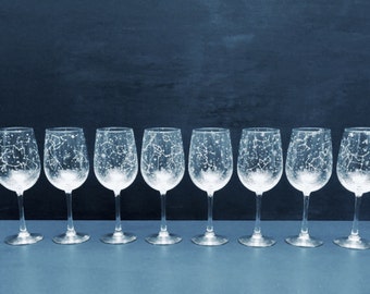Starry Wine Glasses - Set of 8 Handpainted Star Constellation Wine Glasses - Custom Order Your Own Set