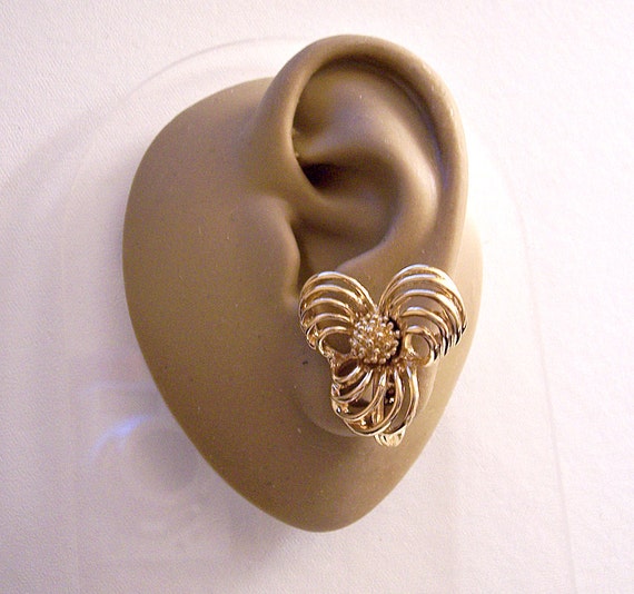 Monet Spiral Flower Clip On Earrings Silver Or Gold Tone