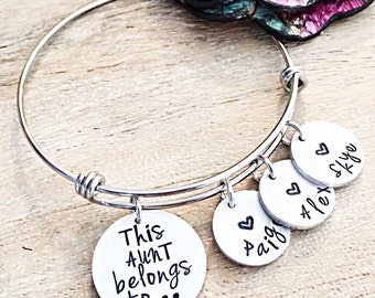 Aunt Gift, Gifts for Aunts, Bracelet for Aunt, Personalized Aunt Jewelry, Christmas Gift for Aunt, Aunt Jewelry, Hand Stamped Aunt Gift
