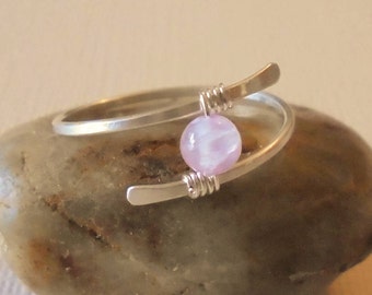 Sterling Silver Rose Quartz Ring, Sterling Silver Ring, Rose Quartz Silver Ring, Gift for Her, Gemstone Ring, Boho Jewelry, Custom Ring