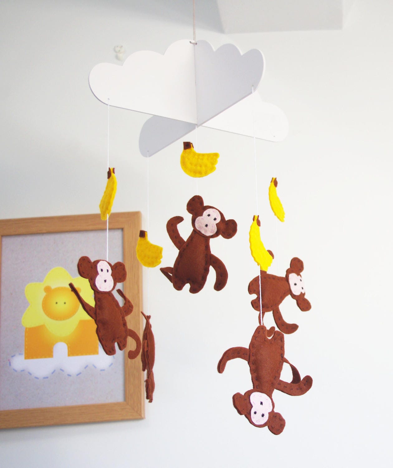Monkey Mobile Baby Mobile Felt Cot Mobile Monkey by FeltTails