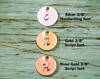 SALE • 3/8 inch Disc Add-On • Sterling Silver Disc • Personalized Tag • Custom Initial Disc • Small • Round Disc Tiny Silver Tag Addon Disc