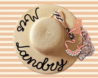 Personalized Sequin Sun Hat | Mrs Sun Hat | Honeymoon Hat | Sequin Message Beach Hat | Sequin Floppy Beach Hat | Bachelorette Party Hat