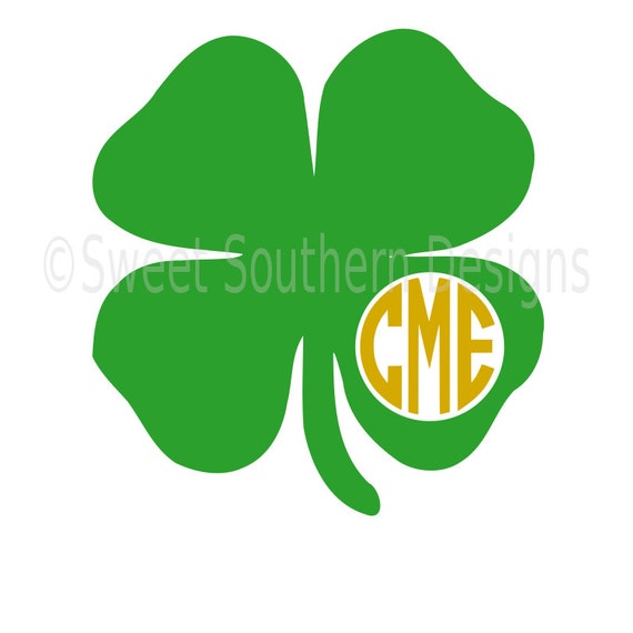 Download Four leaf clover monogram St Patricks Day SVG instant