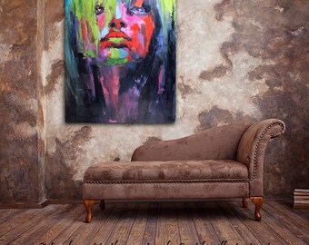 modern art oil painting abstract expressionism painting female art gift office decor doctor gift bold art gift/for/men green wall hanging й3