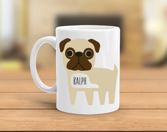 Personalized Pug mug, custom pug mug, personalize name, personalize wording, pug gift