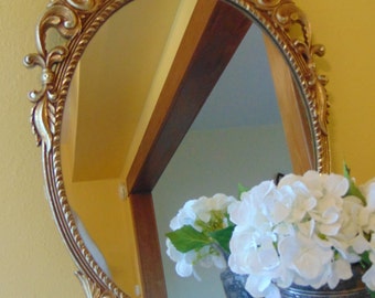 Vintage Large Gold Floral Filigree Wall Hanging Mirror