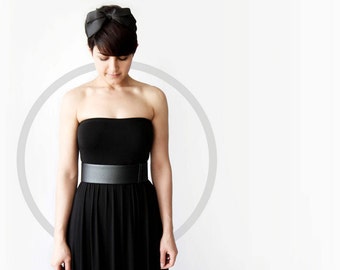 Black waist belt - modern and minimalist leather look sleek women's waist belt- Black vegan belt