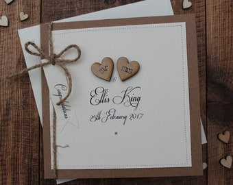 Personalised Wedding Card, Rustic, Shabby Chic, Mr & Mrs Card, Civil Ceremony Card *HANDMADE*