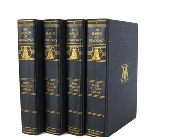 Blue Vintage Books , The March of Democracy, Book Decor , Decorative Books , Wedding Prop , Photo Prop , Vintage Books , , Old Books