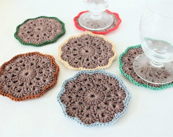 Rustic wedding Bridal shower gift for bride Gift Crochet coasters Drink coasters Lace coasters Automne gift for hostess Gift for women gift