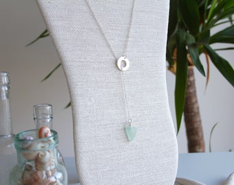 Sterling Silver Sea Glass Necklace, Sea Glass Jewellery, Lariat & Y Necklace, Sea Glass Necklace, Sterling Silver Necklace, Washer Necklace