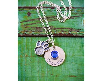 Pet Memorial Gift • Pet Loss Gift • Sterling Silver Pet Charm • Personalized Dog Paw • Pawprint • Pet Necklace • Pet Jewelry•Silver Pawprint