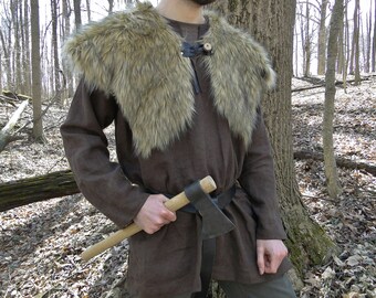 Viking Fur Capelet, Mantle - Medieval, Barbarian, Renaissance - Large Faux Fur Choose Color