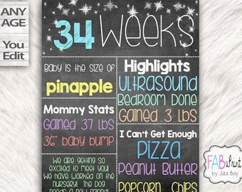 Editable Pregnancy signs, baby countdown sign, week by week maternity signs, baby bump signs, printable, DIY Chalkboard signs