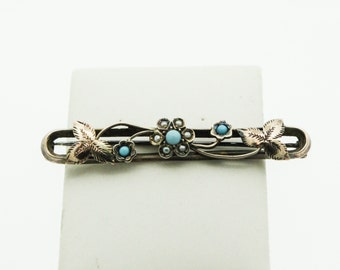 A Delicate Victorian Turquoise And Seed Pearl Brooch SKU946