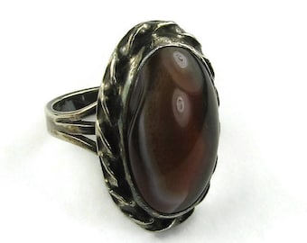 Vintage Sterling Agate Ring