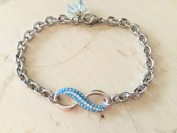 Swarovski Pave Aquamarine & Light Azore Infinity Bracelet