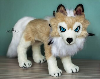 CUSTOM ORDER!Poseable Lycanroc midday form pokemon.