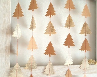 Christmas Garland, Christmas decoration, Paper tree garland, French themed decoration, Holiday garland, Winter decoration, Tree garland