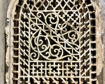 Arched Antique Wall Grate, Architectural Salvage, painted