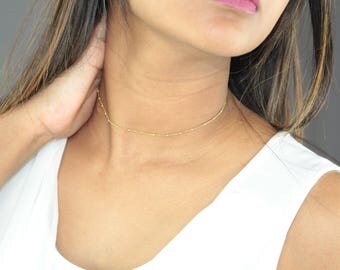 Satellite Chain Choker-Gold Filled Satellite Choker Necklace-Rose Gold Filled Satellite Necklace-Sterling Silver Satellite Choker Necklace
