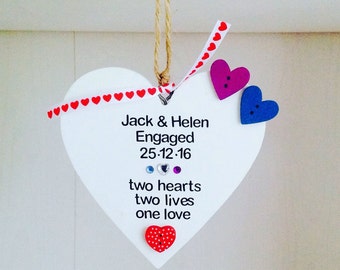 Personalised Handmade Engagement Plaque - Personalised Engagement Gift - Fiance Fiancee Personalised Engagement Gift