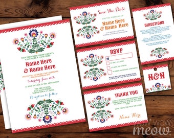Fiesta Wedding Invitations Set Template Rustic Package Printable Invites Save The Date INSTANT DOWNLOAD Tags Mexican Personalize Editable