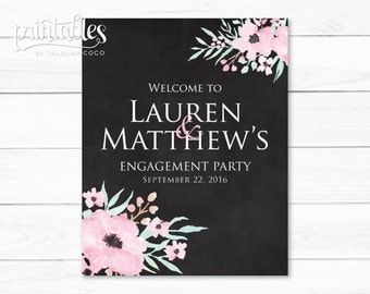 Engagement Party Signs Printable, Rustic Engagement Party Banner, Engagement Welcome Sign, Floral Engagement Banner, Engagement Decorations