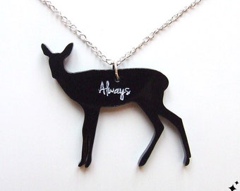 Harry Potter Always said Snape Necklace - doe patronus deer deathly hallows lily necklace