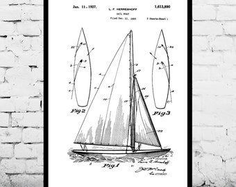 sailboat blueprint art