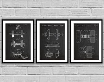 Dumbbell Patent Set of THREE, Dumbbell Invention Patent, Dumbbell Poster, Dumbbell  Print, Gym Patent, Dumbbell Inventions