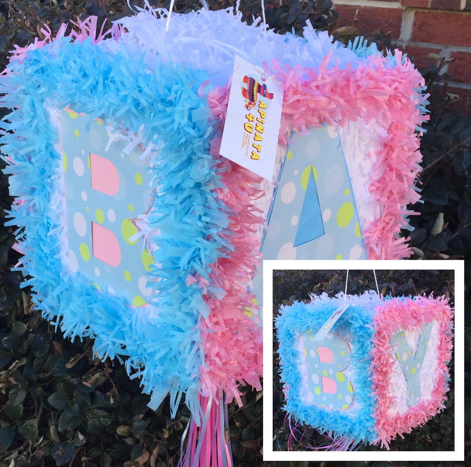 Gender Reveal Baby Block Pinata Pull Strings Pinata or Whack