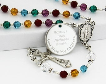 Mother's rosary, All Birthstone rosary, Family rosary, Personalized rosary, Catholic mother gift, Catholic rosary, Rosary beads, QueenBCC4c