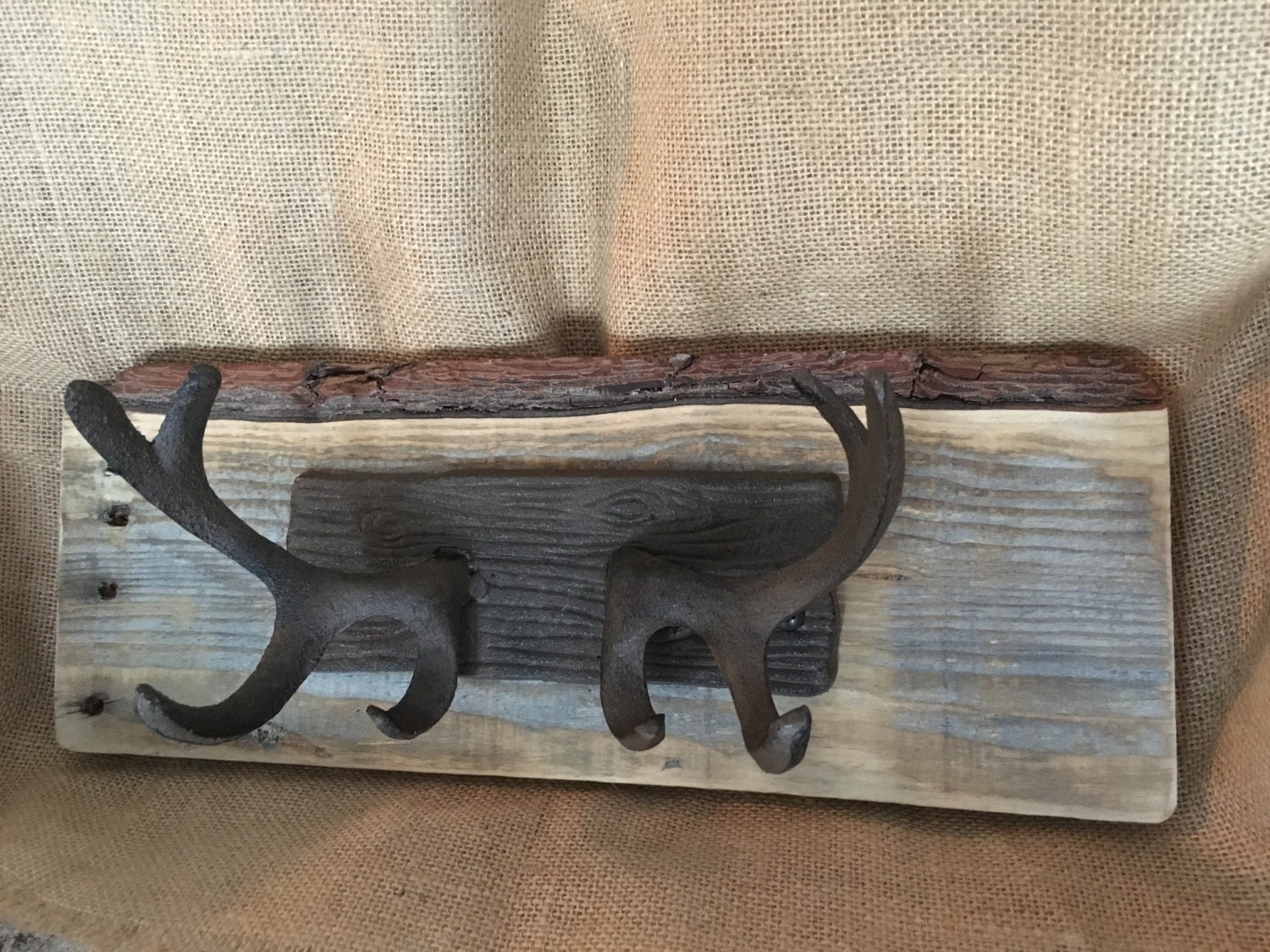 Driftwood Coat RackRustic Hunting DecorReclaimed WoodKey