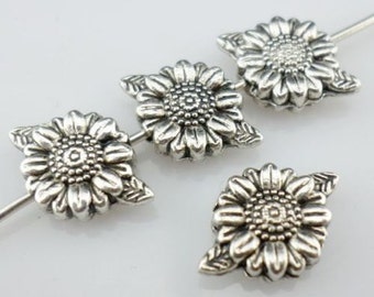 32/300Pcs Tibetan Silver Sunflower Flower Spacer Beads 8x13mm Hole:1mm