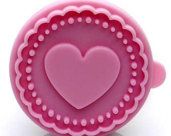 Heart Cookie Stamp - Wooden Handle with Silicone - USA FREE Shipping