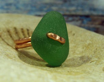 Size 7 Sea Glass Ring Sea Glass Jewelry Wire Wrapped Ring Mermaid Ring Beach Glass Jewelry