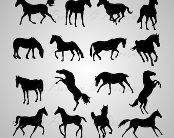 Buy 2 Get 1 Free! Digital Clipart Horse Silhouettes, stallion, running horse, farm animals, pets, black images png/eps/svg/dxf/studio files