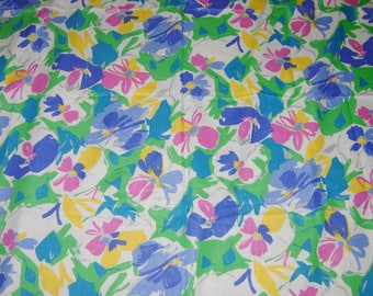 Floral Print Fabric, Bright Pastel Colors, Cotton , 2-1/2 Yards