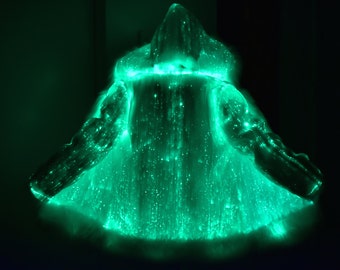 MATRIX FIBER OPTIC Fur Coat | Glow At Night Burning Man Jacket Led Clothes Playa Wear