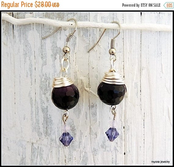 Free Shipping - Purple drop earrings, Statement Earrings, Lilac Dangle Earrings, Cute Small Earrings, Dark Purple Earrings, Womens Ball Earr