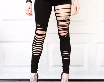 Rockstar Women's leggings Shredded leggings Womens ripped leggings Shredded leggings Studded leggings Womens clothes Womens black leggings