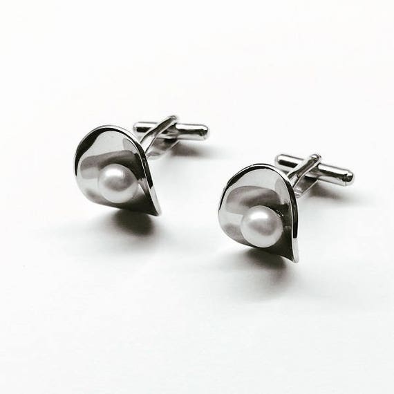 Pearl cufflinksHandmade cufflinks Silver cufflinks gift for