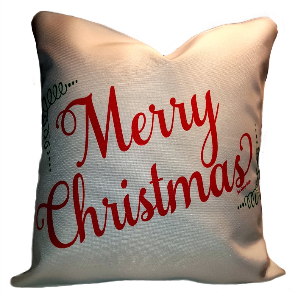 Merry Christmas Throw Pillow Sham Holiday by JustSayingDesign