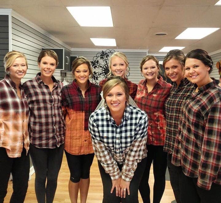 Image result for bridesmaids in flannel shirts